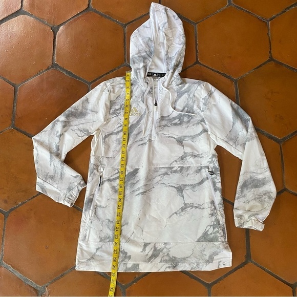 ADIDAS DIGITAL CAMO GRAY 1/4 ZIP HOODED JACKET WINDBREAKER POCKETS SIZE SMALL S - Picture 9 of 10
